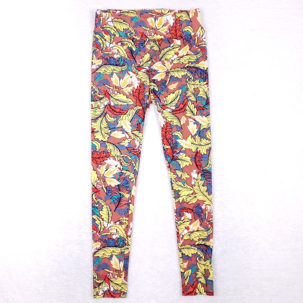 LuLaRoe‎ Leggings Tall & Curvy Tropical Leaf Print Multi Color Boho Chic